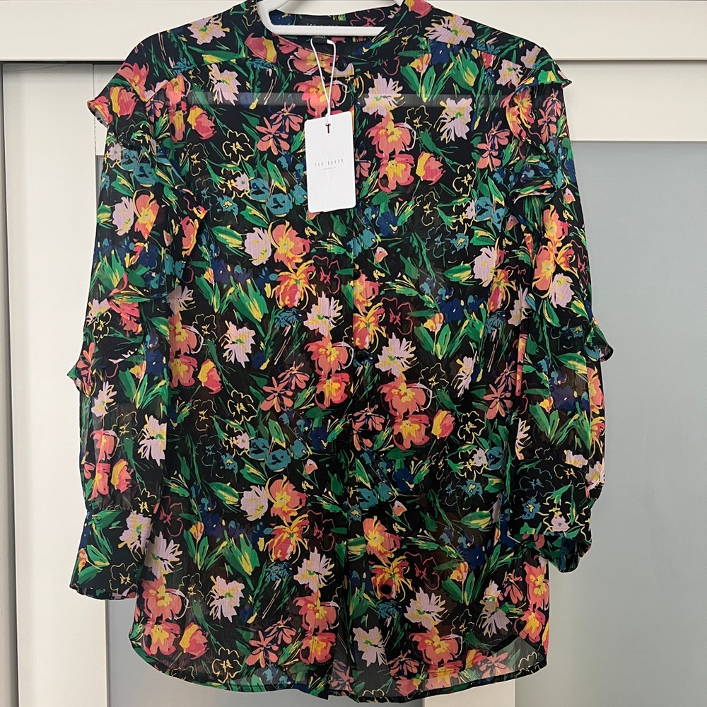Ted Baker Carita Ruffle Sleeve Blouse- new with tags - Picture 6 of 10